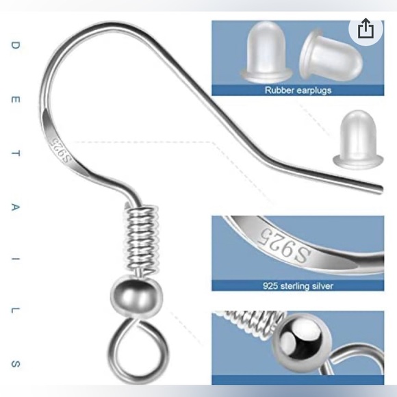 Hand Crafted SWEET Sterling Silver Fishhook Dangling Earrings with Fax Leather - Picture 11 of 12